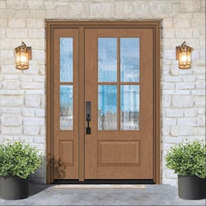 Regency 51 in. x 80 in. 3/4Lite 4SDL Oasis Deco Glass RHIS Prefinish AutumnWht Fiberglass Prehung Front Door 1 12 in. SL