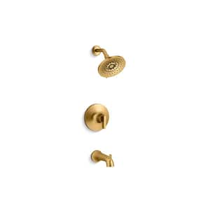Setra Single-Handle 3-Spray Tub and Shower Faucet in Vibrant Brushed Moderne Brass (Valve Included)