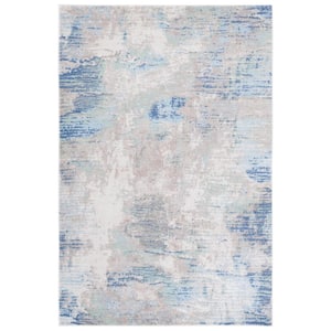 Skyler Collection Beige/Gray Blue 4 ft. x 6 ft. Abstract Striped Area Rug