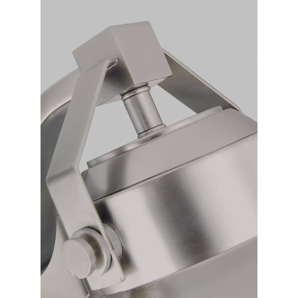 Large Brushed Steel Dimmable Lantern Sconce with Clear Seeded Glass
