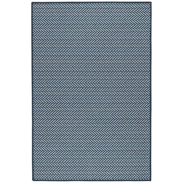 Herringbone Machine Washable Navy 9 ft. x 12 ft. Indoor Area Rug