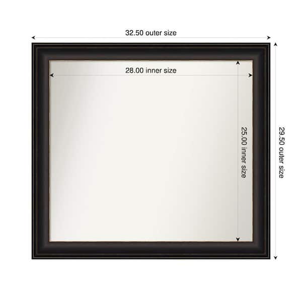 Amanti Art Trio Oil Rubbed Bronze 32.5 in. x 29.5 in. Custom Non-Beveled Recycled Polystyrene Framed Bathroom Vanity Wall Mirror