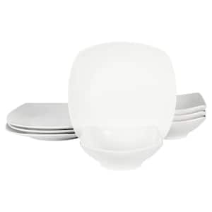 Zen Buffetware 8 Piece Fine Ceramic Dinnerware Set In Matte White Service Set of 4
