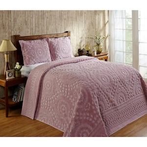 Rio 2-Piece 100% Cotton Tufted Pink Twin Floral Design Bedspread Coverlet Set