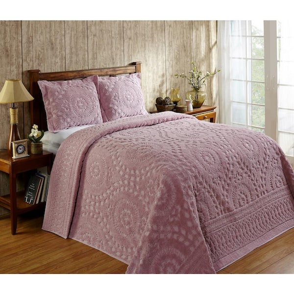Better Trends Rio 3-Piece 100% Cotton Tufted Pink King Floral Design Bedspread Set