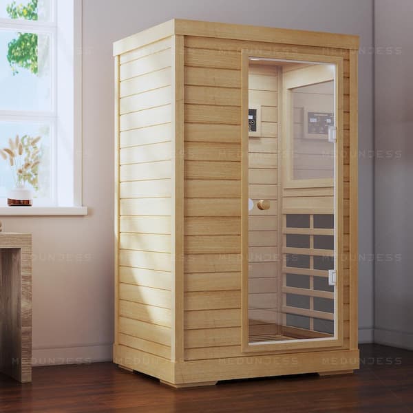 MEDUNJESS 1-Person Hemlock Indoor Infrared Sauna with 6-Carbon Far Infrared Heaters (Right Door)