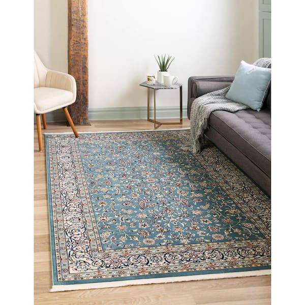 Narenj Collection Area Rug - Leeds (5 ft. 3 in. x 8 ft. Rectangle Blue/Burgundy)