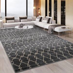 Wilton Collection Grey 4 ft. x 6 ft. Geometric Moroccan Area Rug