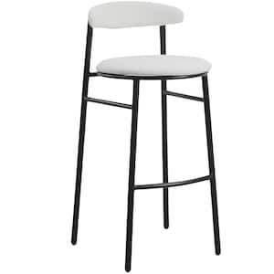 Lume Series Grey Modern 29.5 in. Bar Stool Upholstered in Polyester with Powder Coated Steel Legs
