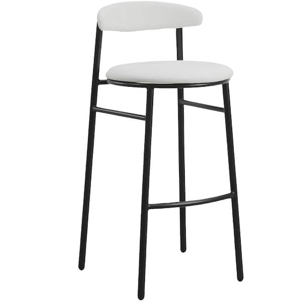 Leisuremod Lume Series Grey Modern 29.5 in. Bar Stool Upholstered in Polyester with Powder Coated Steel Legs