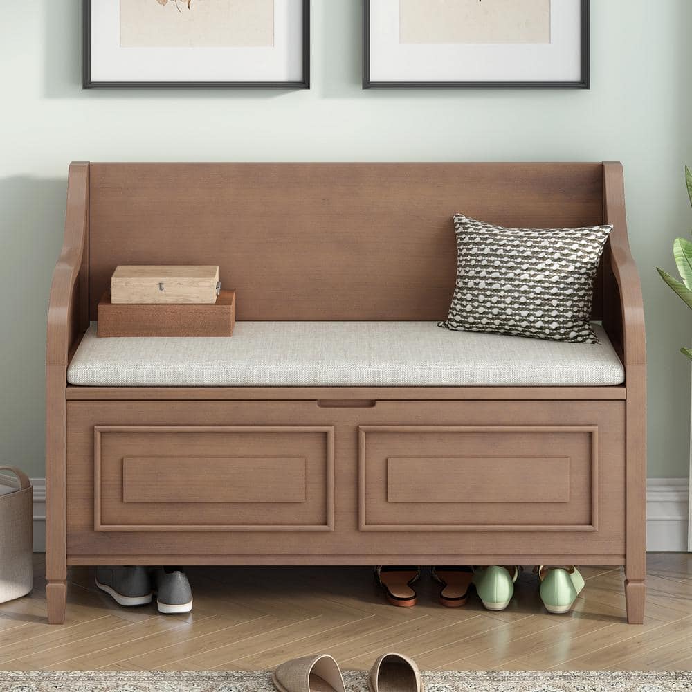 30 in. H x 42 in. W Brown MDF Shoe Storage Bench