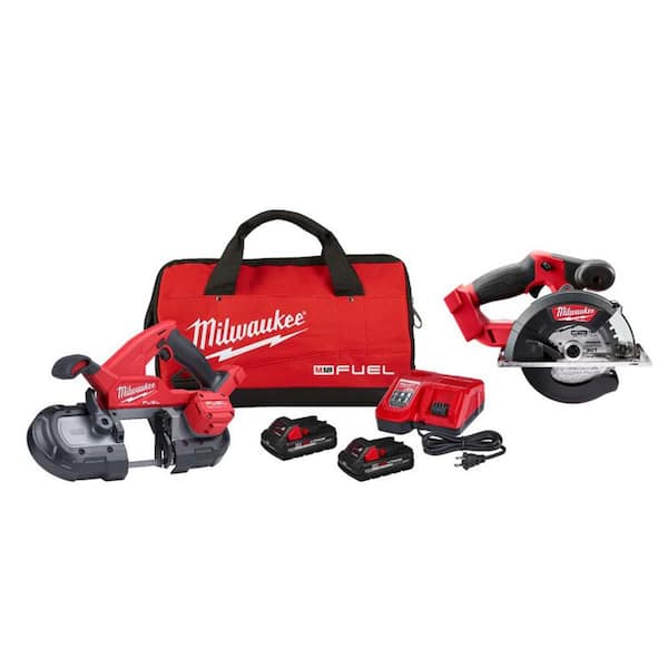 M18 FUEL 18V Lithium-Ion Brushless Cordless Compact Bandsaw Kit w/ Two High Output Batteries w/ M18 Metal Circ Saw