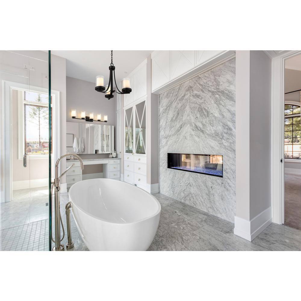 Matte Black 5-Light Cylinder Glass Vanity Light