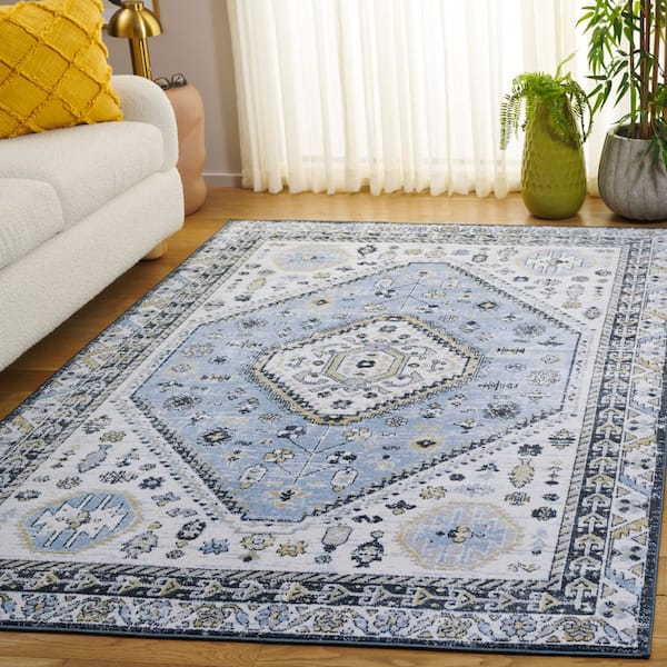 Bayside 8 ft. x 10 ft. Blue/Navy Traditional Medallion Area Rug