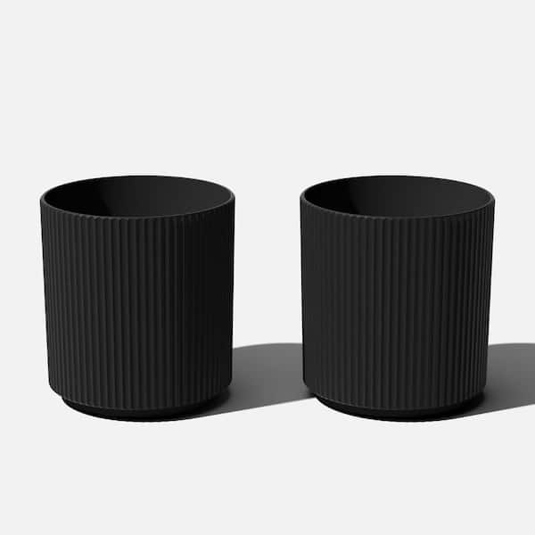 Veradek Demi 20 in. Round Black Plastic Planter (2 Pack)