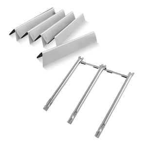 Stainless Steel Grill Replacement Parts Set with 15.3 in. Flavorizer Bars and Burner for Weber Spirit