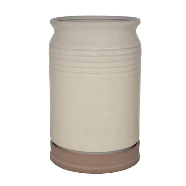 Trendspot 18 in. Dia Milk Jar White Ceramic Planter