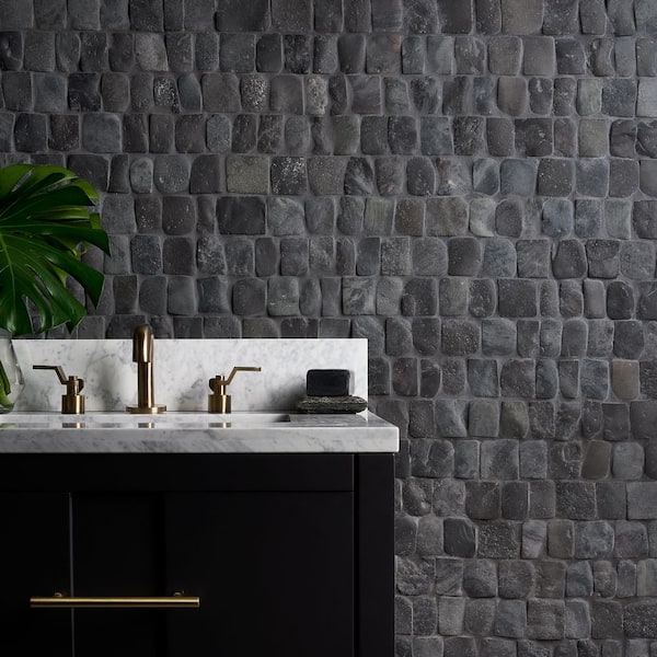 stone  formula 黒 Cultured Stone Black Rundle Pro-Fit Alpine Ledgestone - Fireplace