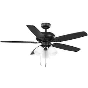 Rockport II 52 in. Indoor Matte Black LED Ceiling Fan with Light kit, Downrod and Reversible Blades Included