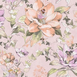 Floral Fairies Pink Non-Pasted Wallpaper (Covers 56 sq. ft.)