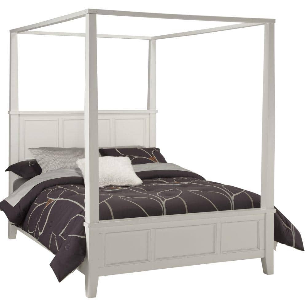 HOMESTYLES Naples White Queen Canopy Bed -  5530-510
