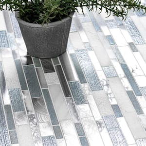 Harlow Interlocking 12 in. x 12 in. x 8mm Glass Stone Metal Mesh-Mounted Mosaic Tile (10 sq. ft./case)