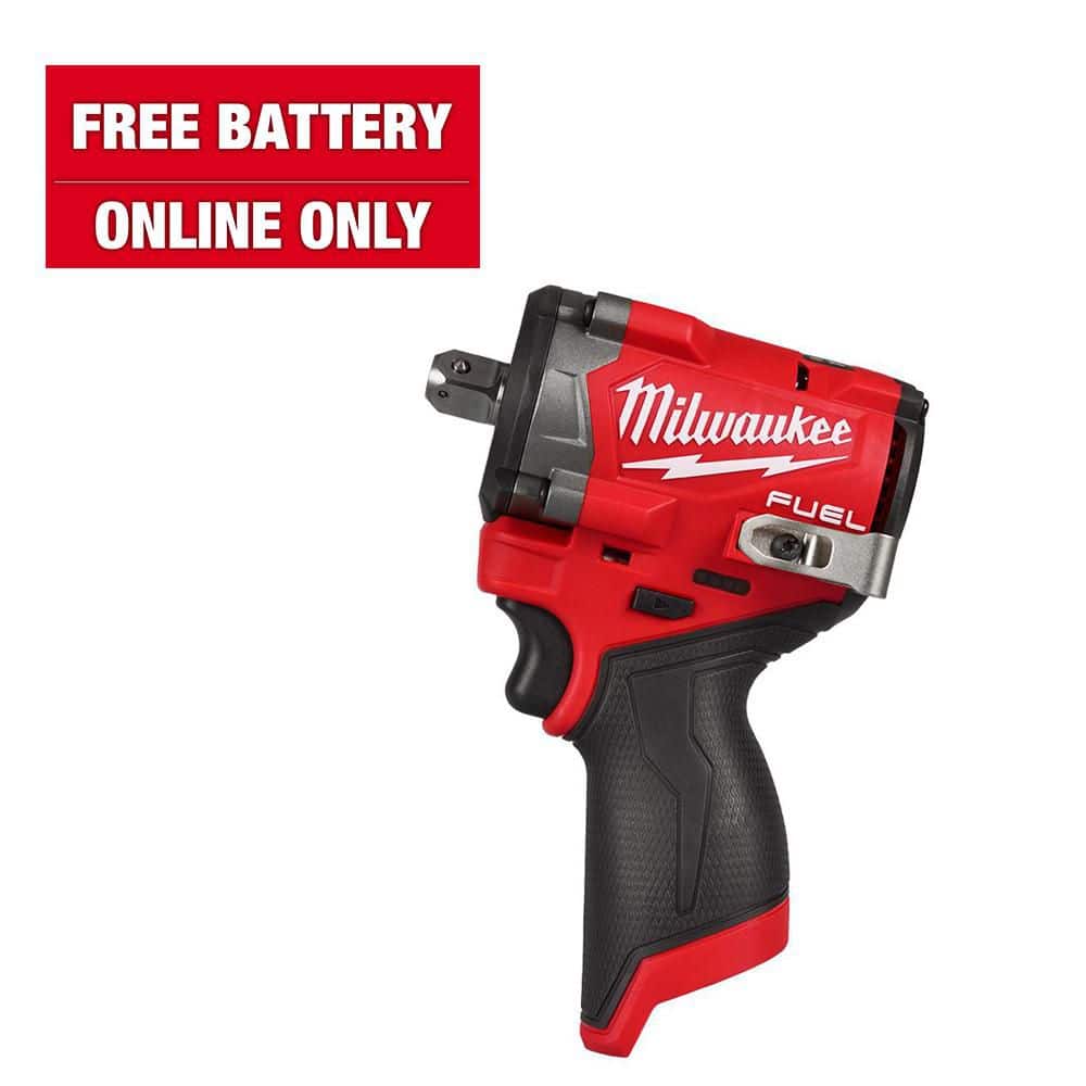 Milwaukee M12 FUEL 12V Lithium-Ion Brushless Cordless Stubby 1/2 in. Impact Wrench with Pin Detent (Tool-Only) 2563P-20 - The Home Depot