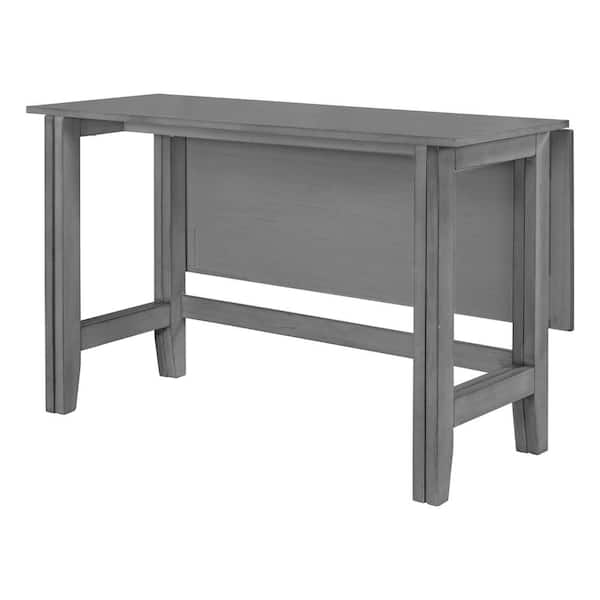 Zeus & Ruta 47 in. x 36 in. x 30 in. Gray Wood Extendable Dining Table with Drop Leaf for Dining Room