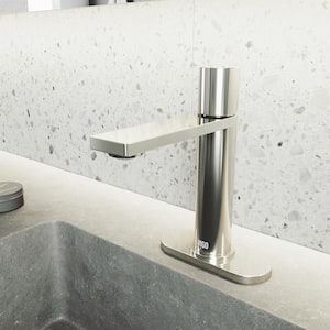 Halsey Single Handle Single-Hole Bathroom Faucet with Deck Plate in Brushed Nickel