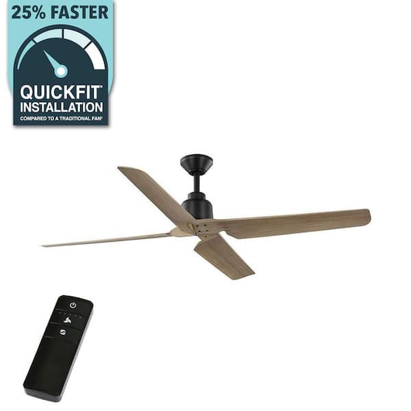 Home Decorators Collection Delmore 60 in. Indoor/Outdoor Matte Black Ceiling Fan with DC Motor and Remote Control
