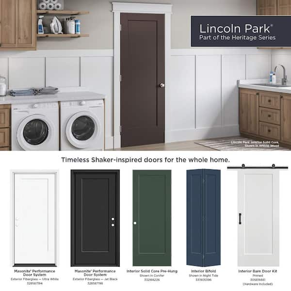 Masonite 32 in. x 80 in. 1-Panel Lincoln Park Left-Hand Solid Core