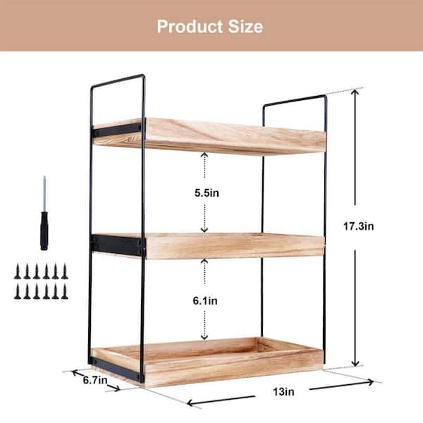 Acacia Bathroom Organizer Countertop 13.6 x 14 x 6.7 inches, 2-Tier Wood  Counter Standing Rack, Countertop Storage Shelf for Organizing Bathroom