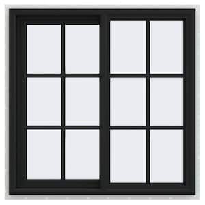 36 in. x 36 in. V-4500 Series Bronze FiniShield Vinyl Left-Handed Sliding Window with Colonial Grids/Grilles