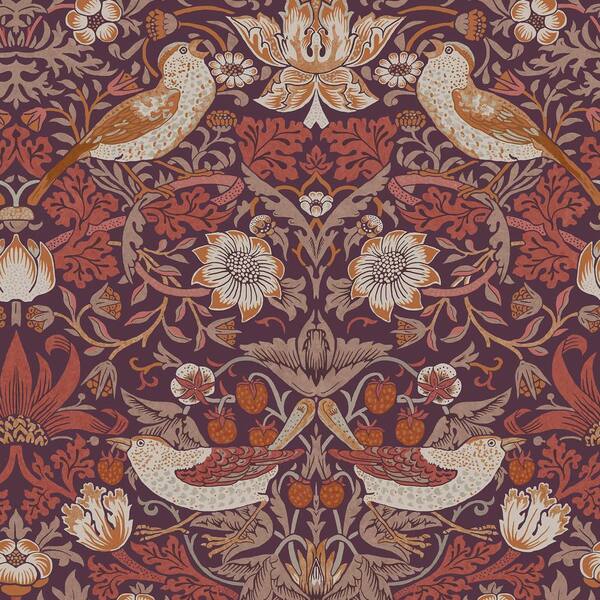 Unbranded Strawberry Thief Plum Purple Wallpaper Sample