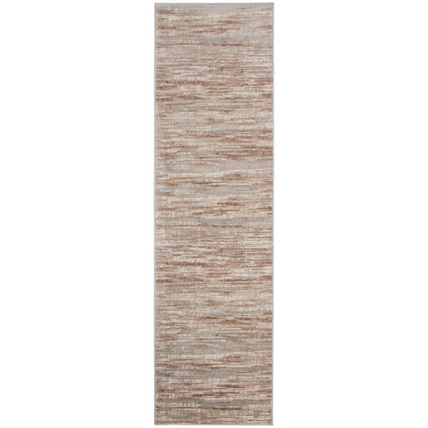 Nourison Elation Ivory Grey 2 ft. x 6 ft. All-over design Contemporary Runner Area Rug