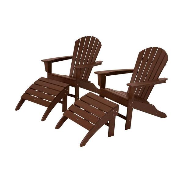 POLYWOOD South Beach Mahogany Plastic Patio Adirondack Chair (2-Pack)