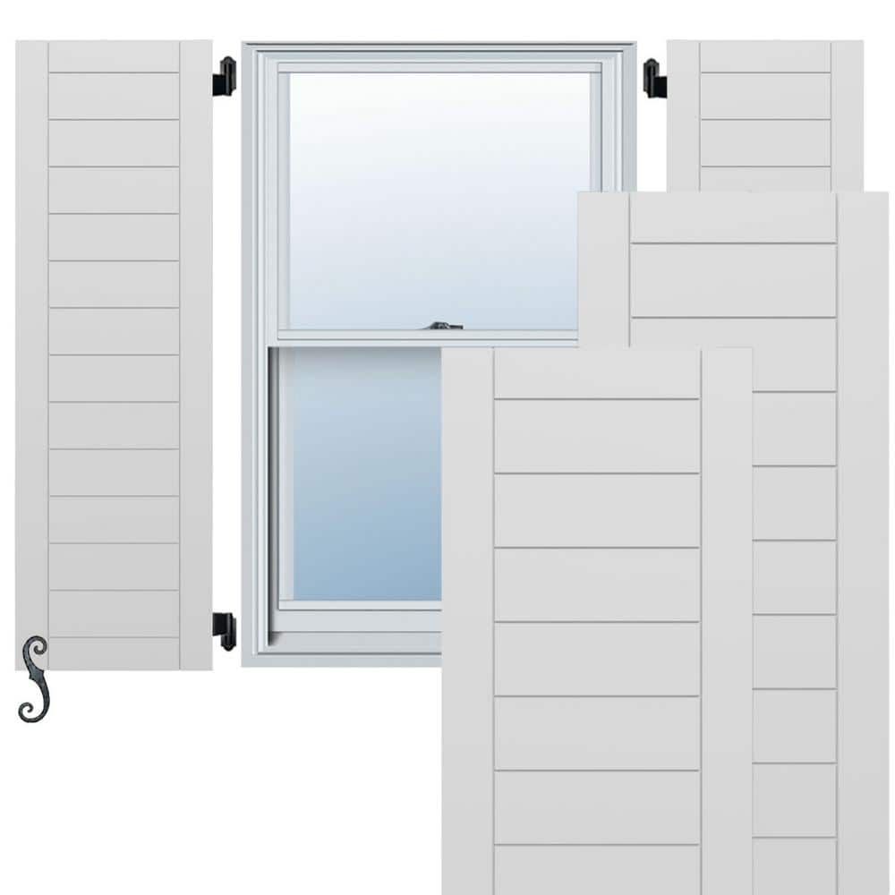 EnduraCore Horizontal Slat Framed Modern Style 12-in W x 40-in H Raised Panel Composite Shutters Pair in White price history on PriceWatchPro