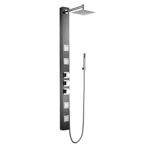 59.05 in. 3-Jet Shower System with Adjustable Angle Overhead Shower in Matte Black