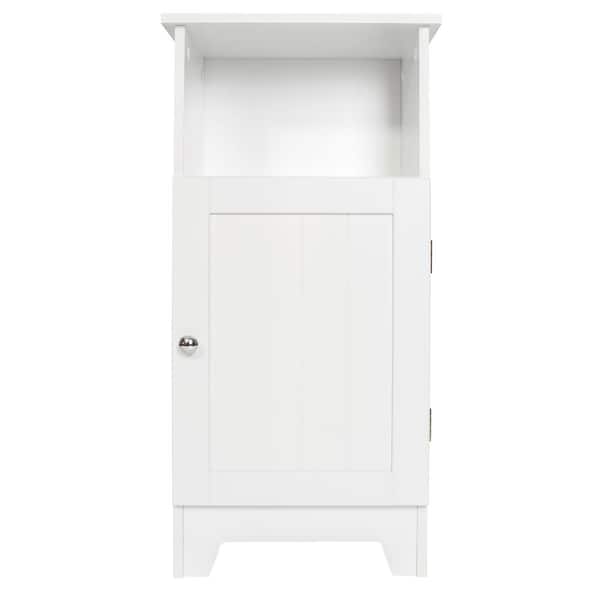 Redmon Contemporary Country 13.5 in.W x 11.75 in.D x 27.5 in.H Free Standing Single Door Cabinet With Wainscot Panels In White