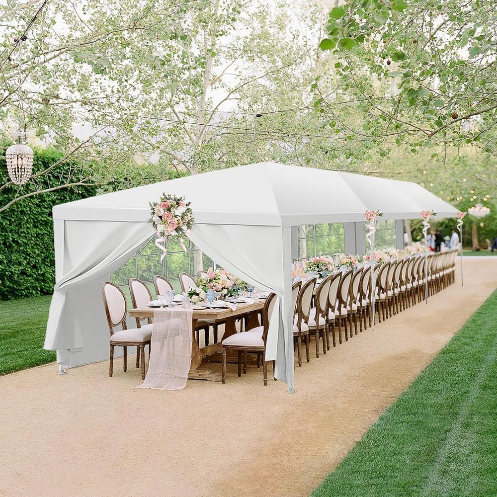 White Polyethylene 10x30 Outdoor Party Canopy Tent with Sidewalls
