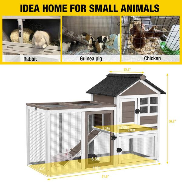 aivituvin 2-Story Big Bunny Cage with No Leak Tray, Outdoor Indoor