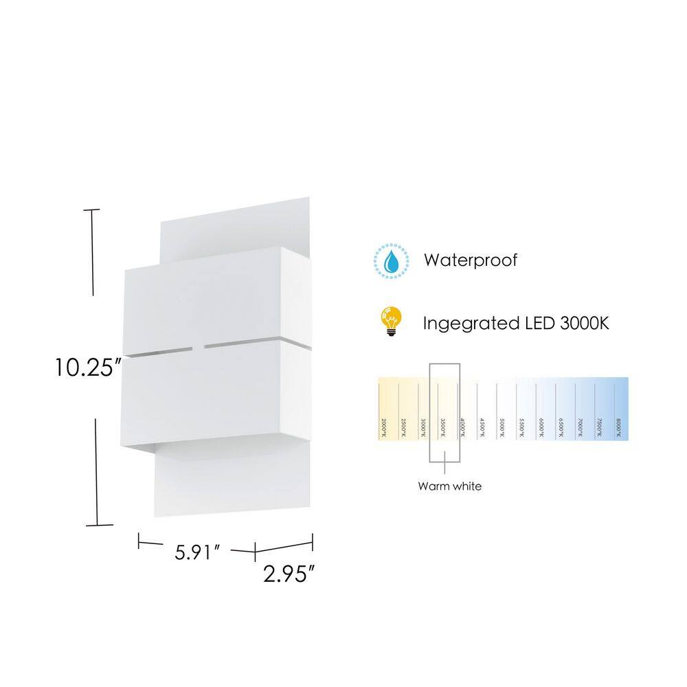 Kibea White Modern LED Outdoor Wall Sconce