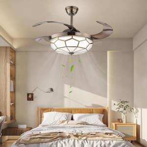 42 in. Indoor Integrated LED Retractable Ceiling Fan with Remote Control and 3 Color Changes LED Light