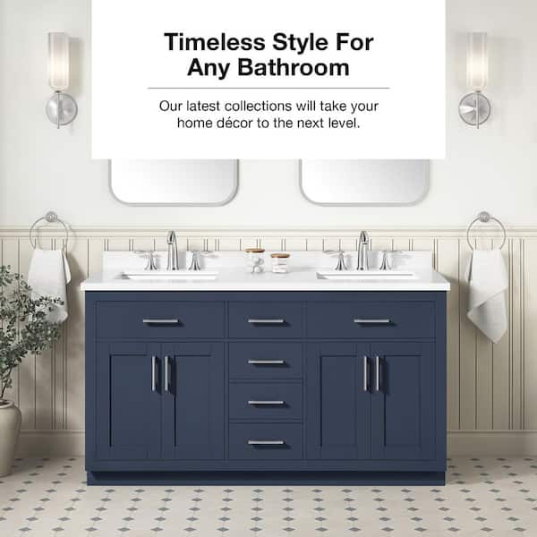 OVE Decors Bailey 60 in. Double Sink Freestanding Midnight Blue