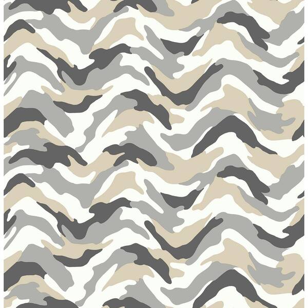 Brewster Stealth Grey Camo Wave Strippable Wallpaper (Covers 56.4 sq. ft.)