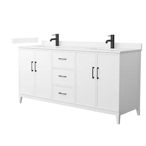 Elan 72 in. W x 22 in. D x 35 in. H Double Bath Vanity in White with White Cultured Marble Top