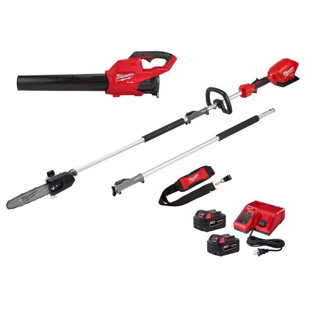 Milwaukee M18 FUEL 120 MPH 450 CFM 18V Lithium-Ion Brushless Cordless Handheld Blower w/Two 5Ah Batteries, Charger, Pole Saw -  272B-20PS