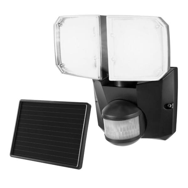 Defiant 180 Degree Black Outdoor Motion Twin Solar Security Flood/Spot Light