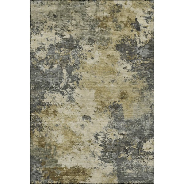 Mayfield Premium Machine Washable Abstract AMF2363 Pewter 3 ft. x 5 ft. Area Rug