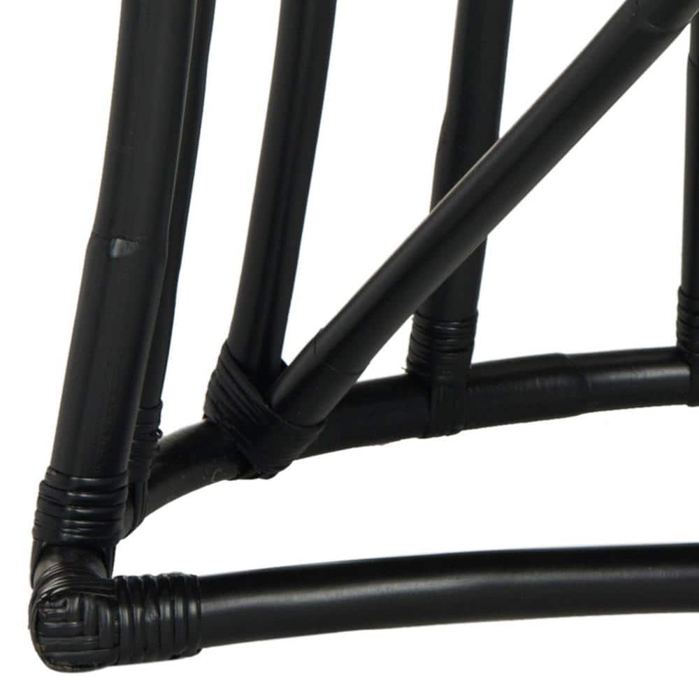 Bali Inspired Black Rattan and Cotton Transitional Accent Chair
